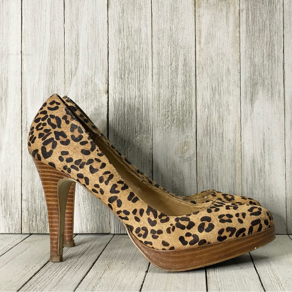 BAKERS Jacinda Leopard Print Calf Hair Platform Pumps